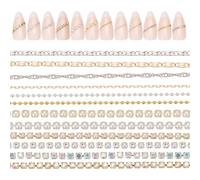 GOMAKERER 12 Pz 3 Stili Catene per Unghie, Catene di Strass per Unghie in Lega Catene di Perle D'Imitazione Decorazione di Arte delle Unghie per Le Donne Punte per Manicure Fai da Te Decorazione