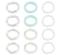GOMAKERER 12 pz 6 stili Anelli acrilici Anelli impilabili colorati 16.5~18.1mm Anelli di perle Anelli delicati a forma di cupola spessa per le donne gioielli estetici regalo bohemian