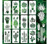 GOMAKERER 12 stencil di cactus per dipingere, 12 stili di cactus, piante grasse, stencil da colorare, riutilizzabili, per dipingere su parete, legno, decorazione per la casa