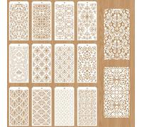 GOMAKERER 12 Stili Damascati Stencil per Artigianato, 12 Stili Stencil per Pittura Decorativa, Stencil per Dipingere su Legno Parete Mobili Scrapbook