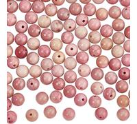 GOMAKERER 120pz Perle di Rodonite Naturale, 6mm Perline A Sfera Rotonde Perline di Pietra Preziosa Lisce Perline di Pietra Rosa Perline Allentate con Distanziatore per La Creazione di Gioielli
