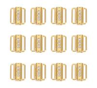 GOMAKERER 12pz Connettori Bikini con Strass, Ganci per Reggiseno per Cucire Bikini Costumi Da Bagno Top Anelli per Lingerie Clip In Metallo per Costumi Da Bagno Cursore di Regolazione, Oro