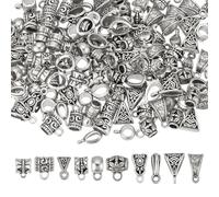 GOMAKERER 150pcs 10 stili Charms in Lega Perline Tubolare Curve Argento Tibetano Connettori Distanziali Perline con Fibbia Tubi di Sospensione per la fabbricazione di Gioielli Artigianali