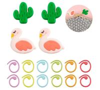 GOMAKERER 16 Pezzo Kit di Attrezzi per Maglieria, Marcatori per Uncinetto A Forma Elicoidale in Lega Tappi per Ferri da Maglia in Silicone Anello di Conteggio Maglia per Accessori