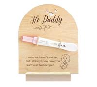 GOMAKERER 1pz cartello In Legno per Annuncio Gravidanza, Hi Daddy Test di Gravidanza In Legno Ricordo con Base Corda di Spago Rivelazione Della Gravidanza Al Marito Papà Futuro Regalo per Esposizione