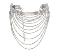 GOMAKERER 1pz Collana Piena di Strass, Collane Girocollo A Strati Collane con Collo In Cristallo Collana per Feste Da Festival Gioielli Regalo