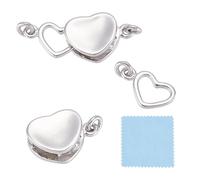 GOMAKERER 1pz Fermaglio di Cuore In Argento Sterling, Chiusure per Gioielli di Cuore 18mm Anelli di Congiunzione Chiusure Scorrevoli Connettori per La Creazione di Gioielli Catene Collane Bracciali