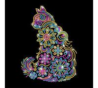 GOMAKERER 1pz Strass Da Stirare, Toppa Termoadesiva con Fiori di Gatto Mandela Decorazione per Abbigliamento Applicazione Trasferimento Termico di Animali per Magliette, Gilet, Scarpe, Cappelli