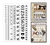 GOMAKERER 1pz Timbri Trasparenti, Righelli per Numeri Vintage Timbri per Scrapbooking Strumento di Misurazione Timbri Trasparenti In Silicone per La Creazione di Biglietti, Goffratura, Album