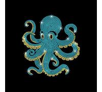 GOMAKERER 1pz Trasferimento di Strass Da Stirare, Toppa Termoadesiva A Forma di Polpo con Cristalli per Riparazioni di Indumenti, Decorazioni per Magliette, Cappelli e Giacche, Accessori Fai Da Te