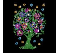 GOMAKERER 1pz Trasferimento di Strass Da Stirare, Toppa Termoadesiva con Albero Fiore Decalcomanie Trasferimento Termico In Cristallo Decorazione per Riparazione di Indumenti per Cappelli Giacche