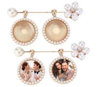 GOMAKERER 2 ciondoli floreali con perle per bouquet di nozze, argenteo da sposa, cornice portafoto fai da te, kit di ciondoli per foto, idea regalo per la sposa, il ricordo di nozze e un amico