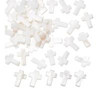 GOMAKERER 2 Fili 38 Pezzi Croce Charm, Perline di Conchiglia D'Acqua Dolce Non Colorate, Crocifisso Shell Spacer per Collana Orecchini Bracciale Creazione di Gioielli