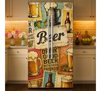 GOMAKERER 2 pellicole rimovibili per frigorifero con motivo di birra vintage, autoadesive, in vinile, per porte del frigorifero, congelatore, per cucina, bar, 41,5 x 200 cm