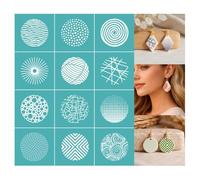 GOMAKERER 2 stencil serigrafia a cerchio geometrico, autoadesivo, riutilizzabile, con motivo a pois per dipingere orecchini in polymerclay in legno, per lavori di bricolage