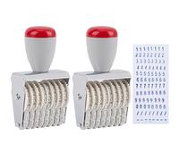 GOMAKERER 2 timbri a 8 cifre, numeri 0-9, 2 simboli, con data regolabile, in lega, plastica, cancelleria fai da te, per ufficio, lavoro, scrapbooking, bianco
