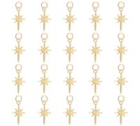 GOMAKERER 20pz Ciondoli Stella Polare, Ciondoli A Forma di Stella In Ottone Placcato Oro 18K con Anelli di Salto Perline Celesti In Metallo per Collana, Orecchini, Bracciale, Creazione di Gioielli
