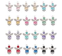 GOMAKERER 24pz 12 colori Ciondoli Angelo In Vetro, Ciondoli di Ali D'Angelo Ali di Fata Ciondoli In Perle di Vetro Pendenti per Collane, Bracciali, Orecchini, Portachiavi, Creazione di Gioielli