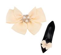GOMAKERER 2pz Clip per Scarpe con Fiocco, Clip Decorative per Gioielli con Fiocco Rimovibile In Cristallo Beige Accessori per Scarpe con Strass per Scarpe con Fiocco di Perle per Tacchi Alti per Feste