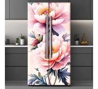 GOMAKERER 2pz Pellicola Protettiva per Frigorifero Rimovibile con Motivo A Peonia Rosa, Adesivo per Porta Del Frigorifero In Vinile per Pannello Congelatore per La Decorazione Di Bancone, 2x0.415m