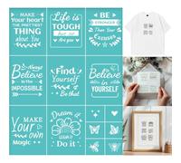GOMAKERER 2pz Stencil Serigrafico con Bordi di Parole Positive, Stampa Serigrafica Autoadesiva Riutilizzabile Trasferimenti A Maglie Ispirazionali Stencil per Bordatura Da Parete Tessuto Decorazione