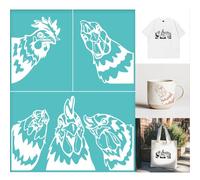 GOMAKERER 2pz Stencil Serigrafico con Motivo A Gallo, Modelli di Stencil per Pittura di Animali Da Fattoria, Autoadesivi Stampa Serigrafica per Bordi Da Parete, Decorazioni per La Casa