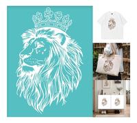 GOMAKERER 2pz Stencil Serigrafico con Raffigurazione Di Re Leone, Modelli di Stencil per Pittura A Corona di Leone Autoadesivi Serigrafia per Bordi Da Parete, Legno, Tessuto, Decorazioni per La Casa
