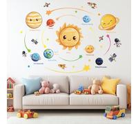 GOMAKERER 3 fogli Decorazione Da Parete Tema Spaziale, 3 Stili Sistema Solare Adesivo Da Parete Terra Satellite Adesivi Da Parete Spazio Decorazione per Asilo Nido Carta Parati per Sala Giochi Camera