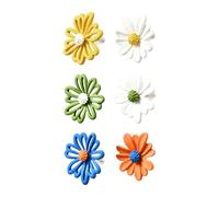 GOMAKERER 3 paia di orecchini a forma di margherita, da donna, 3 stili, orecchini a perno asimmetrici in acrilico con margherita e 925 in argento Sterling per la stagione primavera estate