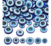 GOMAKERER 300pz Cabochon Blu Malocchio, 6 stili Perline In Resina per Malocchio A Metà Tondo Glitter Perline per Decorazioni Malocchio per Nail Art Portachiavi Decorazione Cassa Telefono Gioielli