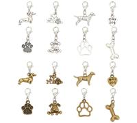 GOMAKERER 32pz 8 stili Ciondoli con Cerniera per Cani, Ciondolo con Cerniera In Lega A Tema Animale Domestico Stampa con Zampa di Osso Tiretto Di Cerniera Decorazione per Borsa Da Viaggio