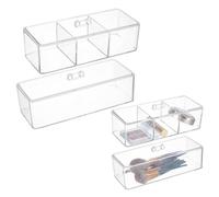 GOMAKERER 4 organizer per cosmetici in acrilico, 2 dimensioni in batuffolo di cotone con coperchi, contenitore per trucchi da bagno, antipolvere, per palline di cotone