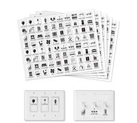 GOMAKERER 400 pz Etichette Adesive per Interruttore Della Luce, 39 Designs Adesivi Trasparenti per Interruttori Adesivi Neri per Etichette di Centralino per Casa Cucina Bagno Ufficio Scuola