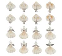 GOMAKERER 40pz 8 stili Ciondoli In Lega di Conchiglia, Conchiglie di Ciprea Bianche Naturali Perline di Vetro Bianco Ciondolo A Tema Oceano In Stile Tibetano per La Creazione di Gioielli Fai Da Te