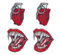GOMAKERER 4pz 2 stili Toppe In Tessuto Da Vampiro, Distintivo Ricamato con Cuore Realistico Ferro Sulla Bocca Applicazioni In Feltro Applicazioni Decorative per Vestiti, Giacche, Jeans, Borse