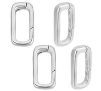 GOMAKERER 4pz Anelli A Molla A Grilletto In Argento Sterling Placcati In Rodio Da 925mm Anelli A Molla con Moschettone Ovale A Scatto A Molla Rotondi Portachiavi per Borsa, Tracolla, Portachiavi