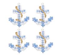 GOMAKERER 4pz Ciondolo con Ancora In Perline Blu, Ciondoli con Perline di Vetro Fatte A Mano Pendenti Perline di Colori Misti Anelli di Congiunzione Placcati In Oro 18K per La Creazione di Gioielli