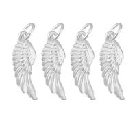 GOMAKERER 4pz Ciondolo di Ali D'Angelo In Argento Sterling 925, Ciondoli di Ali di Fata In Argento Ciondoli di Angelo 3D con Panno per Lucidatura per Realizzare Gioielli, Collane e Bracciali