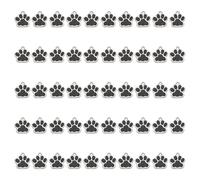 GOMAKERER 50 pz Ciondoli Smaltati A Forma di Zampa di Cane, Ciondoli In Lega A Forma di Zampa di Cane con Glitter Neri Perline A Forma di Impronta di Cane per Creare Gioielli Fai Da Te