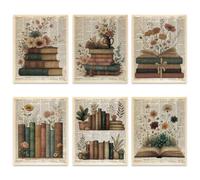 GOMAKERER 6 pezzi vintage libro da parete, decorazione retrò per giornali, libri di fiori, poster da parete, poster per biblioteca, dormitorio, aula, decorazione per la casa (254 x 205 mm, senza