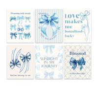 GOMAKERER 6 stampe artistiche da parete con fiocco di civetta, versi biblici cristiani, poster estetici da parete con fiocco azzurro, decorazione da parete per camera da letto, bagno, dormitorio (20,5