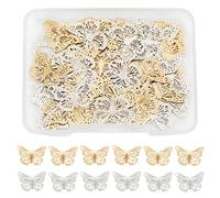 GOMAKERER 60 pz 2 Colori Farfalla Filigrana Ciondoli, Ciondoli A Forma di Farfalla Cava In Acciaio Inossidabile Connettori per Insetti per La Creazione di Gioielli Braccialetti Collane