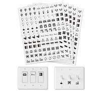 GOMAKERER 600 pz Etichette Adesive per Interruttore Della Luce, 29 Designs Adesivi Trasparenti per Interruttori Adesivi Neri per Etichette di Centralino per Casa Cucina Bagno Ufficio Scuola