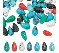 GOMAKERER 70pz 7 stili Cabochon di Pietre Preziose, Cabochon Colorati Sintetici Turchesi Tinti Perline di Pietra di Cristallo A Goccia Piatta per La Creazione di Gioielli Fai Da Te, 5.5x3x2mm
