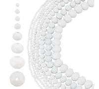 GOMAKERER 730 Perline di Cristallo di Vetro Sfaccettato, 7 Misure, 2.5/3/3.5/4/6/8/10mm, Bianco, Rotondo, Perla per Bigiotteria