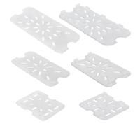GOMAKERER 7pz Ripiano di Scarico In Plastica per Teglie per Alimenti 1/3, 1/4 e 1/6 Griglia Plastica Trasparente con Piedini Rialzati Vaschette di Drenaggio per Alimenti Frutta Verdura Lavello Piatto