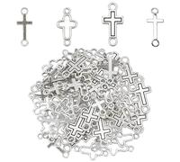 GOMAKERER 80 pezzo di Ciondoli A Maglie Incrociate, 4 Stili Lega D'Argento Anticato Stile Tibetano Connettori A Croce Crocifisso In Metallo Collegamenti Pendenti per Creazione di Gioielli con