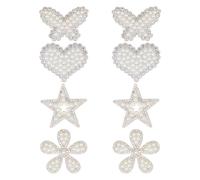 GOMAKERER 8pz 4 stili Toppe Iniziali con Perle, Stella, Fiore, Cuore, Farfalla Toppe Termoadesive per Perline Applique In Feltro Toppe Decorative per Vestiti per Decorazione di Abbigliamento