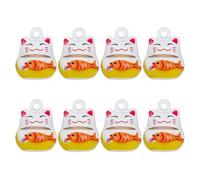 GOMAKERER 8pz campanellino Portafortuna di Gatto, Campanellino Portafortuna Amuleto Portafortuna A Forma di Gattino per Artigianato, Gioielli, Portachiavi, Campanelli Eolici