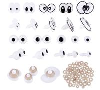GOMAKERER 96 Set 10 Stili Occhi di Sicurezza in Plastica, Occhi all'Uncinetto Neri Occhi in Feltro Occhi di Sicurezza per Bambole con Rondelle per Amigurumi Puppet Bear Crochet Peluche